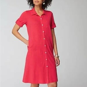 J. Jill jersey knit collard button up shirt dress